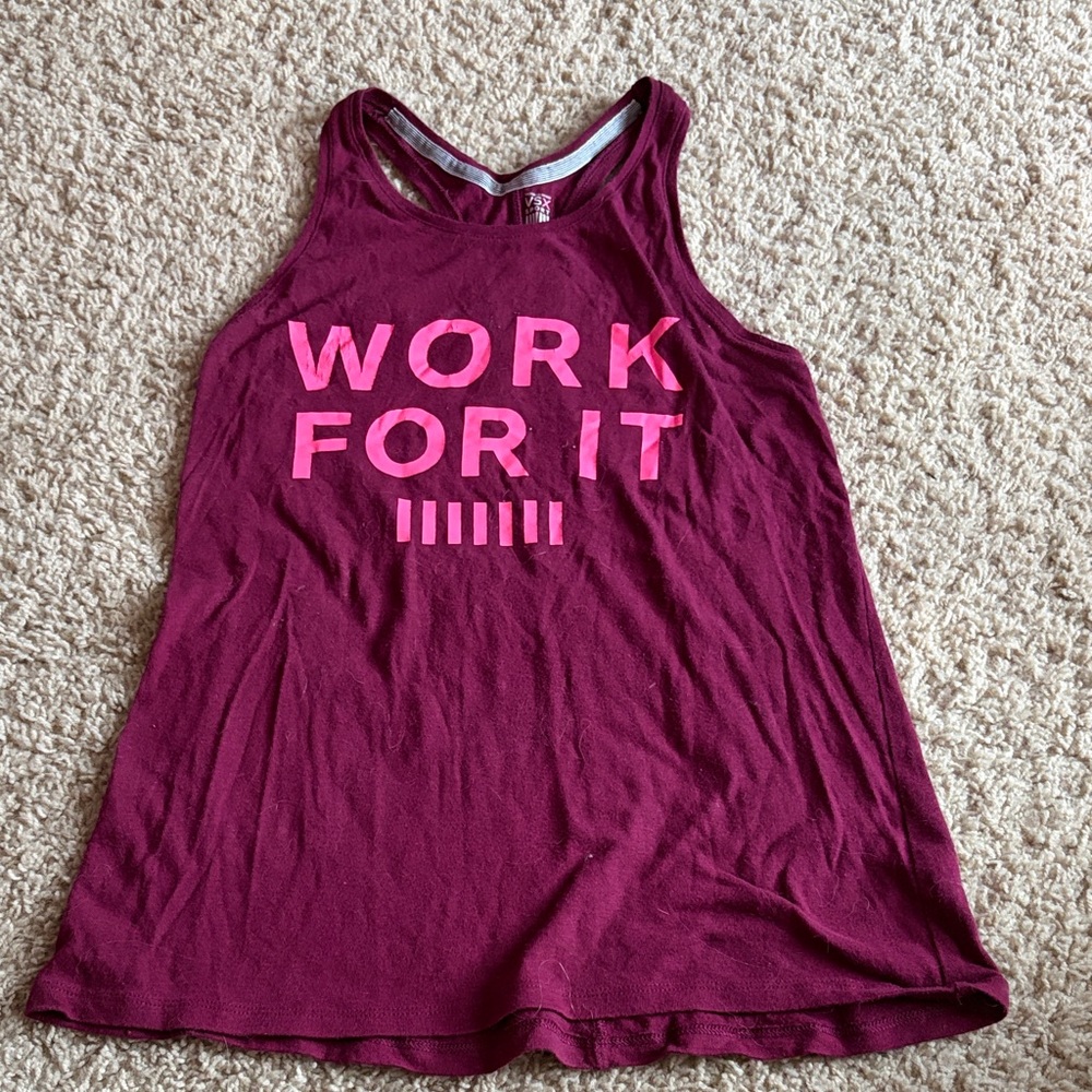 Victoria's Secret VSX Burgundy Tank Top with Pink Print